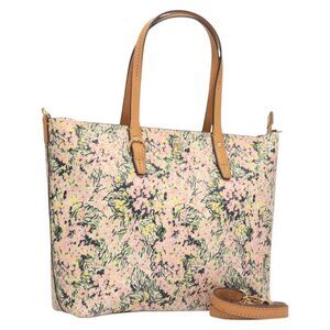 TORY BURCH Flower Pattern Hand Bag PVC 2way Pink Auth am8314